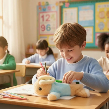 Personalized Bunny Rabbit Plush Pencil Case with Embroidered Name – Cute Easter Gift for Kids, Soft Bunny Pencil Bag, Back to School Stationery Pouch