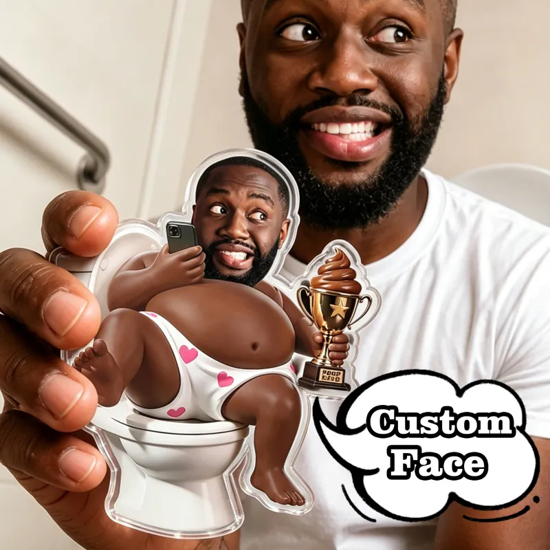Custom Face Dad Squishy Belly Anti-collision Acrylic Sticker – Personalized Photo Fridge Magnet with Soft Squeeze Belly, Cute Funny Gift for Dad