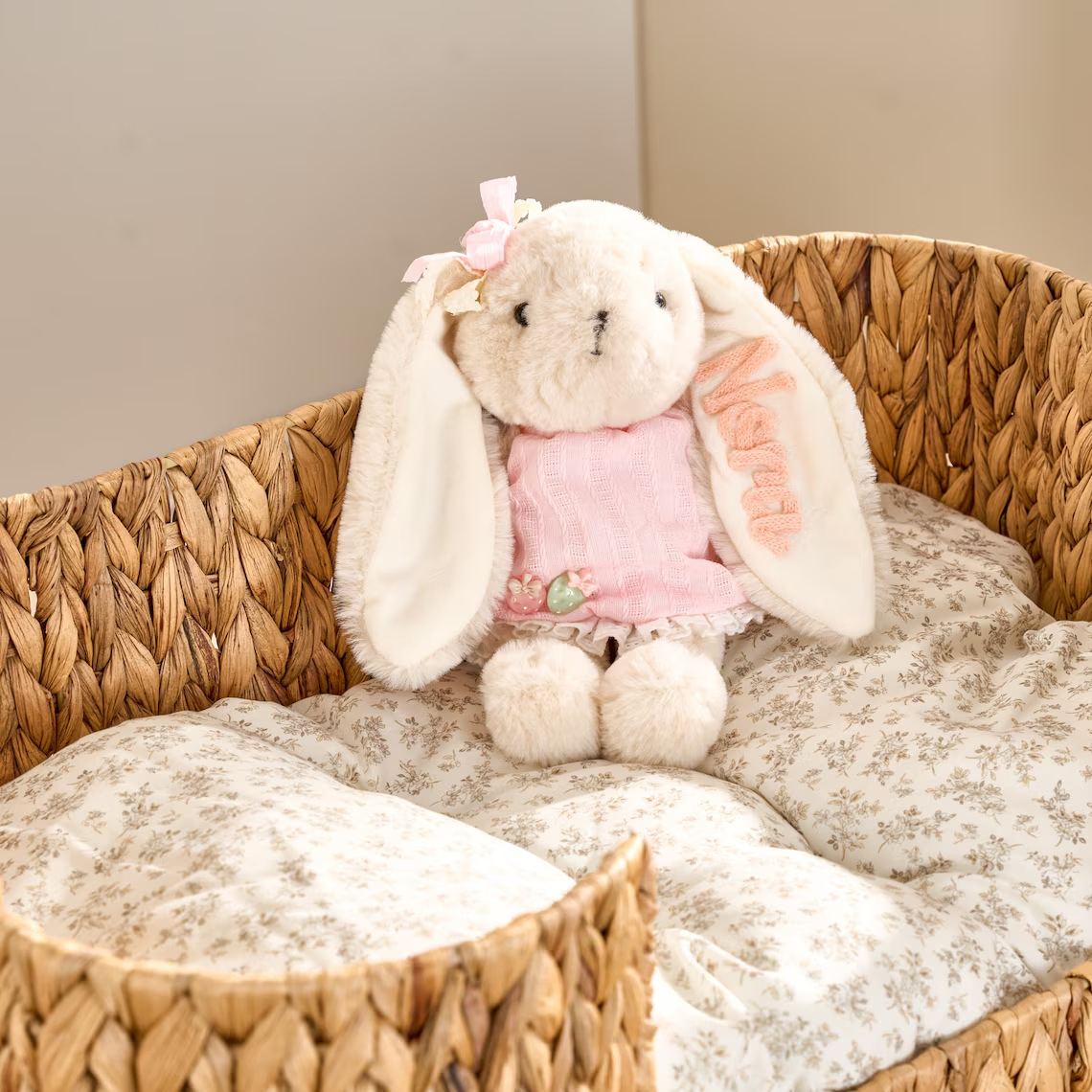 Personalized Plush Bunny for Baby Custom Name Embroidered Stuffed Monogrammed Rabbit Baby Shower Newborn Gift