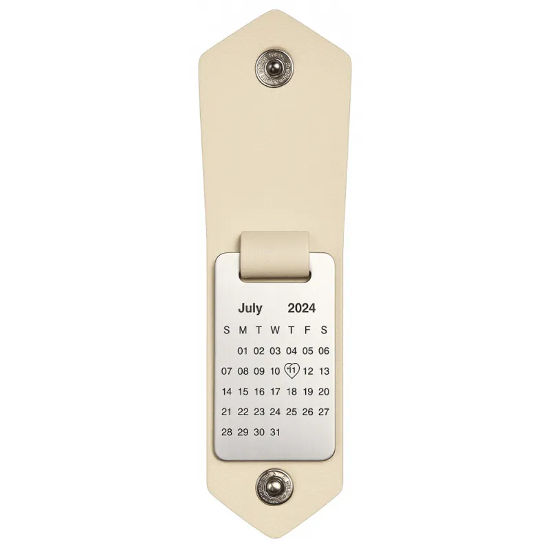 Father's Day Gifts Personalized Photo and Calendar Leather Keychain with Custom Text Valentine's Day Gifts for Him