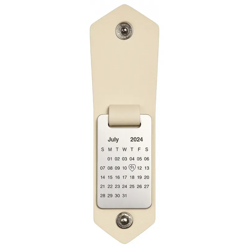 Father's Day Gifts Personalized Photo and Calendar Leather Keychain with Custom Text Valentine's Day Gifts for Him