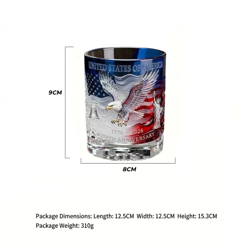 250 Anniversary Commemorative Whiskey Glass, U.S. 250 Anniversarys Decanter for Scotch Bourbon or Wine, for Husband, Dad, Father's Day Patriotic Gift-Pawsmeowz