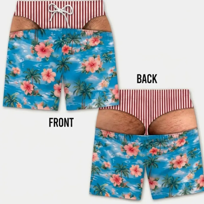 Custom Funny Men Swim Trunks Novelty Optical Illusion Swim Shorts Funny Novelty Party Board Shorts Gift for Husband Boyfriend