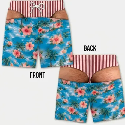Custom Funny Men Swim Trunks Novelty Optical Illusion Swim Shorts Funny Novelty Party Board Shorts Gift for Husband Boyfriend