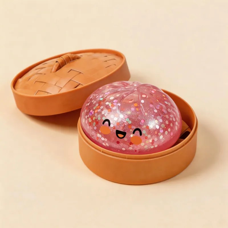 Glitter Dumpling Squishy Toys Steamed Bun Sensory Stress Relief Ball Novelty Desk Soft Squeeze Decompression Gift