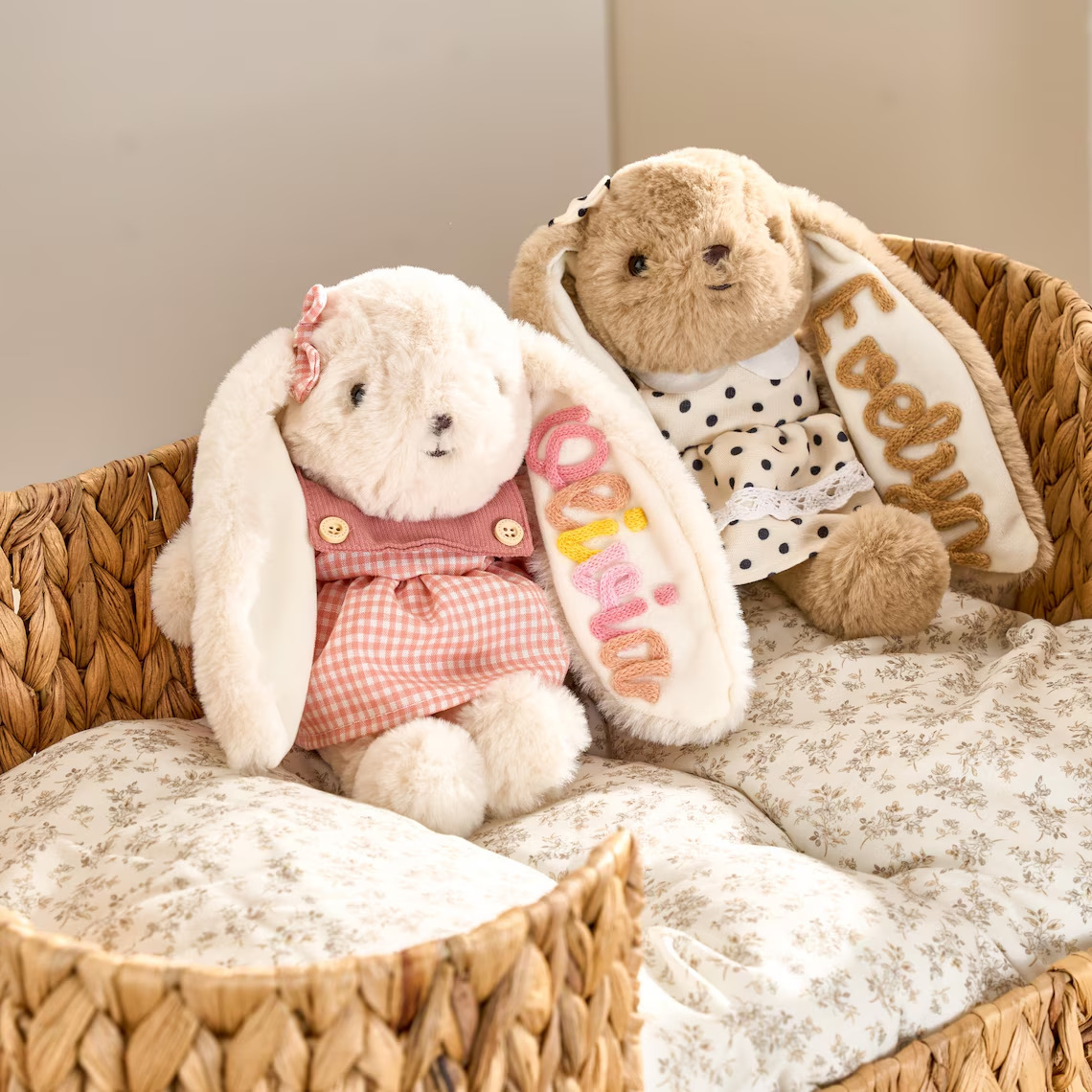 Personalized Plush Bunny for Baby Custom Name Embroidered Stuffed Monogrammed Rabbit Baby Shower Newborn Gift