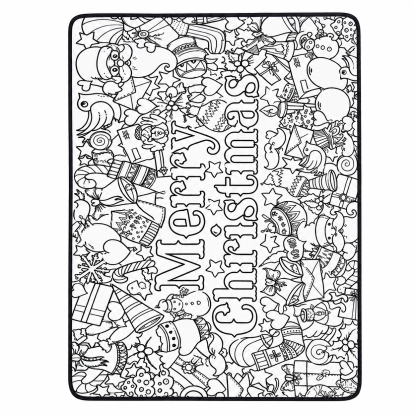 Cozy Doodle Coloring Blanket Washable DIY Coloring Blanket Washable Coloring Throw Family Activity Gift Stress Relief Craft for Adults and Kids