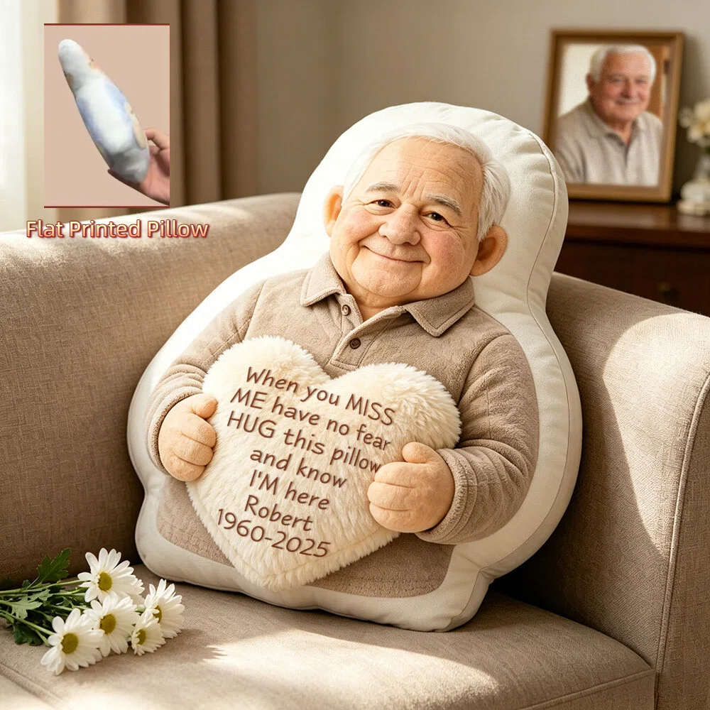 Personalized 3D Effect Memorial Hug Pillow Custom Photo Pillow with Heart Message Sympathy Gift for Loss & Remembrance