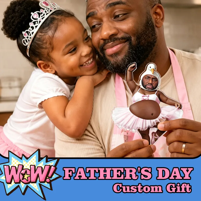 Custom Face Dad Squishy Belly Anti-collision Acrylic Sticker – Personalized Photo Fridge Magnet with Soft Squeeze Belly, Cute Funny Gift for Dad