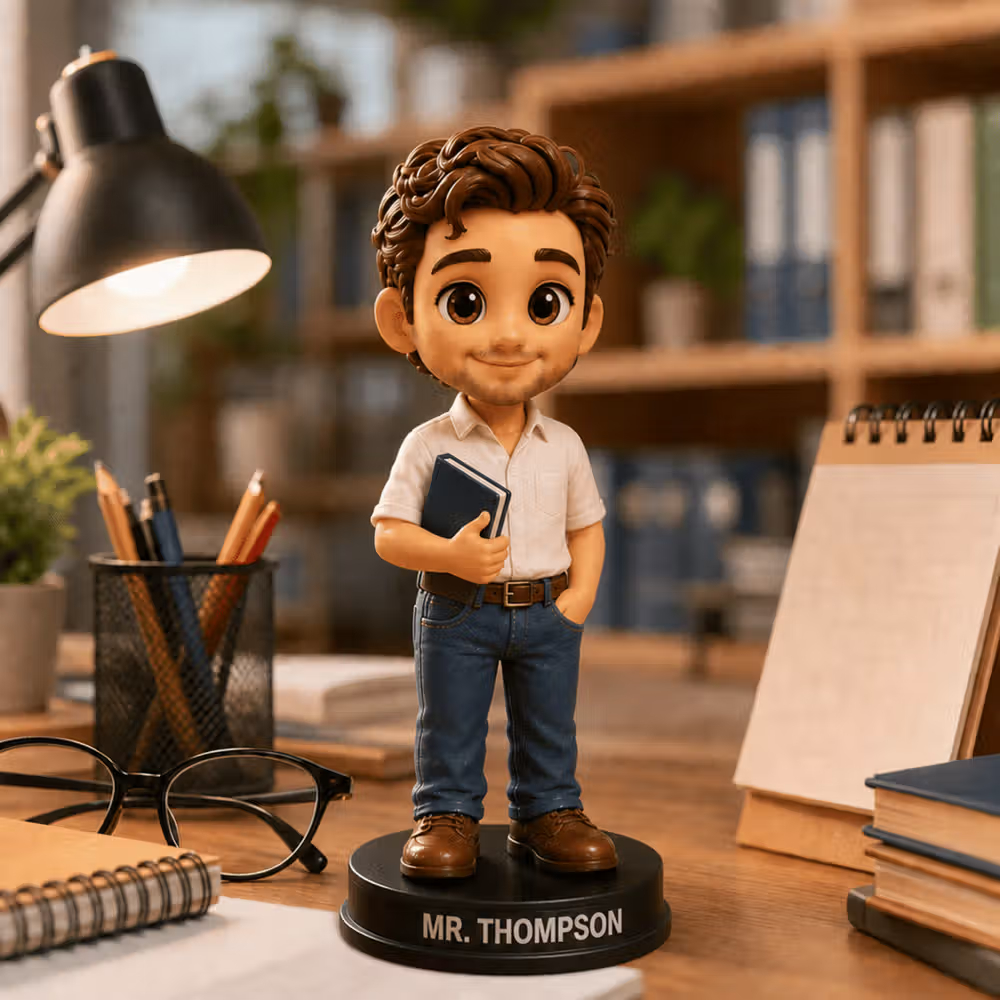Custom 3D Figure from Photo with Engraved Text Base – Unique Wedding, Anniversary, Birthday Gift