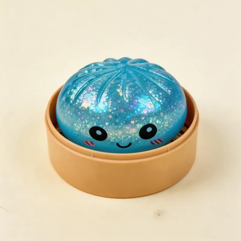 Glitter Dumpling Squishy Toys Steamed Bun Sensory Stress Relief Ball Novelty Desk Soft Squeeze Decompression Gift