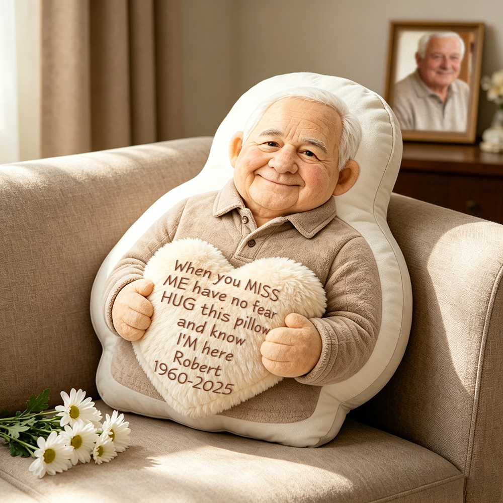 Personalized 3D Effect Memorial Hug Pillow Custom Photo Pillow with Heart Message Sympathy Gift for Loss & Remembrance