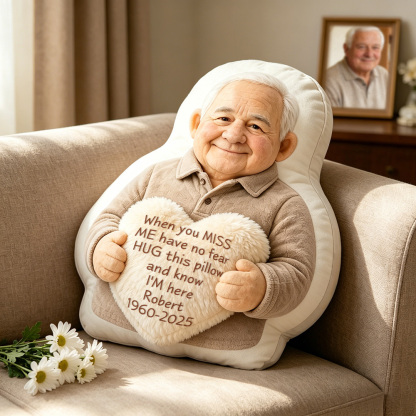 Personalized 3D Effect Memorial Hug Pillow Custom Photo Pillow with Heart Message Sympathy Gift for Loss & Remembrance