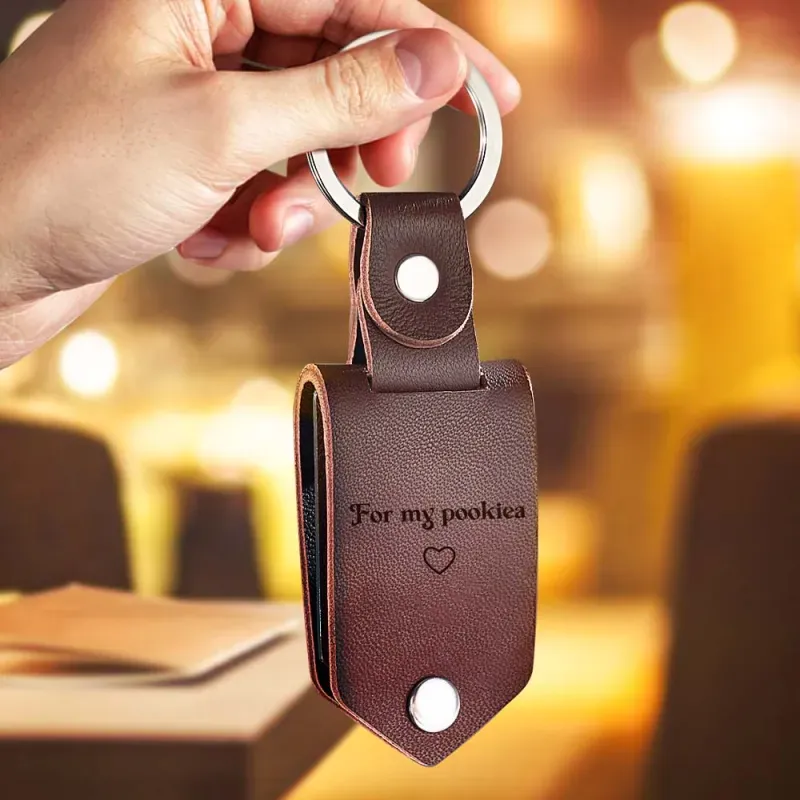 Father's Day Gifts Personalized Photo and Calendar Leather Keychain with Custom Text Valentine's Day Gifts for Him