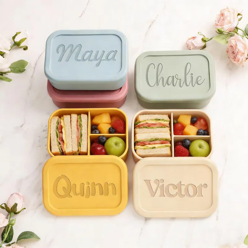 Personalized Kids Lunch Box with Name – Custom Silicone Bento Box for Back to School, Leakproof Lunch Container with Compartments for Boys & Girls