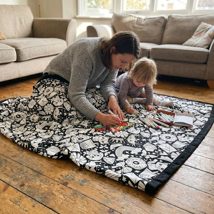 Coloring Blanket with Washable Markers DIY Coloring Blanket Washable Coloring Throw, Family Activity Gift, Stress Relief Craft for Adults and Kids