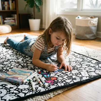 Coloring Blanket with Washable Markers DIY Coloring Blanket Washable Coloring Throw, Family Activity Gift, Stress Relief Craft for Adults and Kids