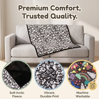 Coloring Blanket with Washable Markers DIY Coloring Blanket Washable Coloring Throw, Family Activity Gift, Stress Relief Craft for Adults and Kids