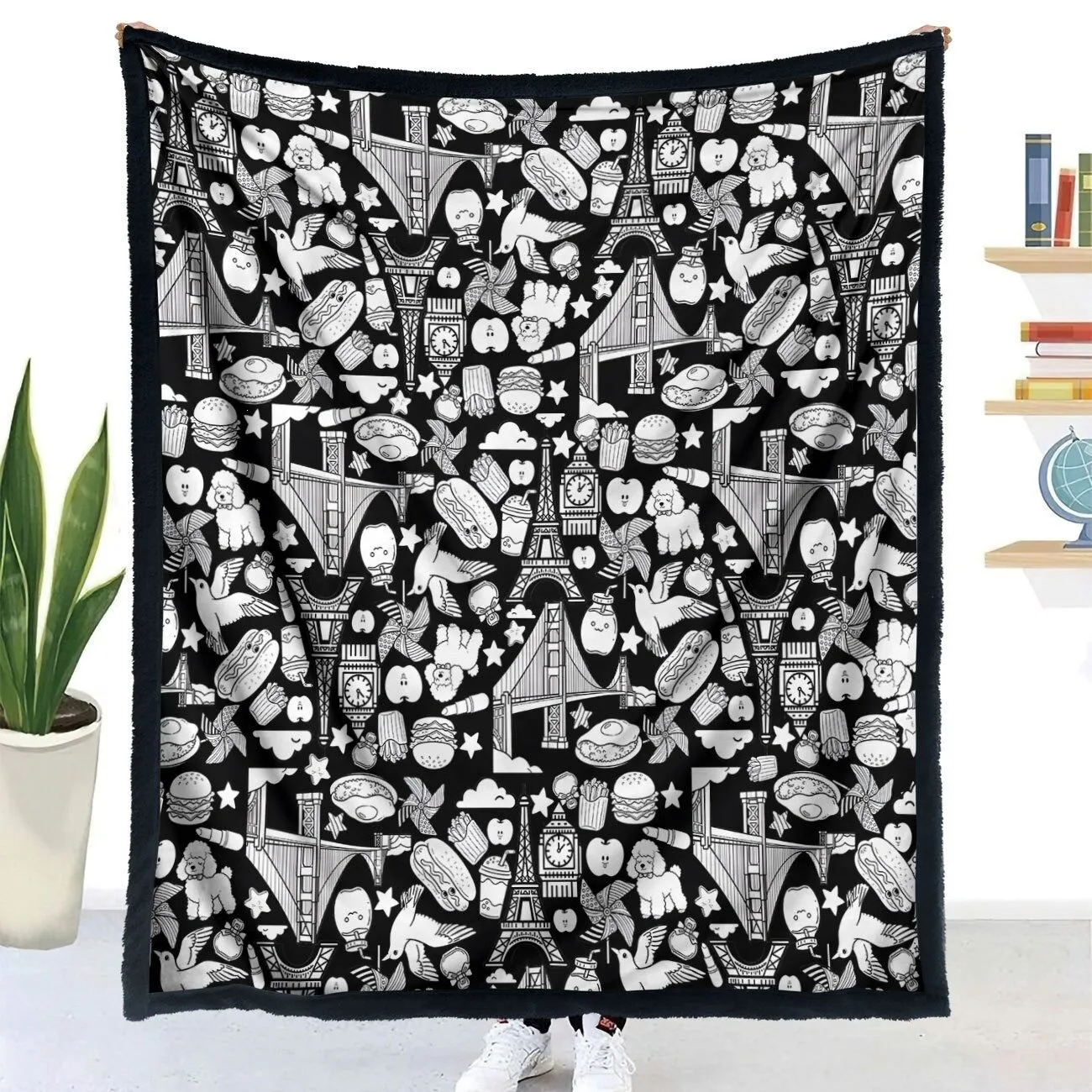 Coloring Blanket with Washable Markers DIY Coloring Blanket Washable Coloring Throw, Family Activity Gift, Stress Relief Craft for Adults and Kids