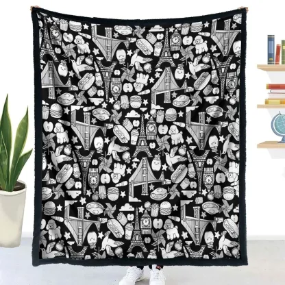 Coloring Blanket with Washable Markers DIY Coloring Blanket Washable Coloring Throw, Family Activity Gift, Stress Relief Craft for Adults and Kids