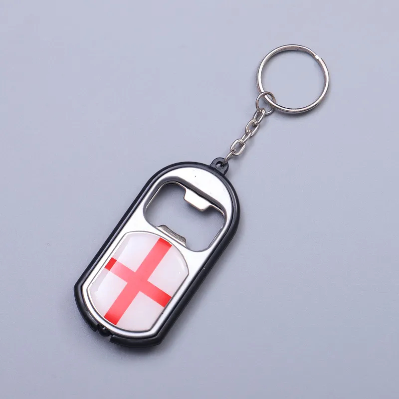Flag-Style Light-Up Beer Bottle Opener Keychain - Soccer Match Party Supplies