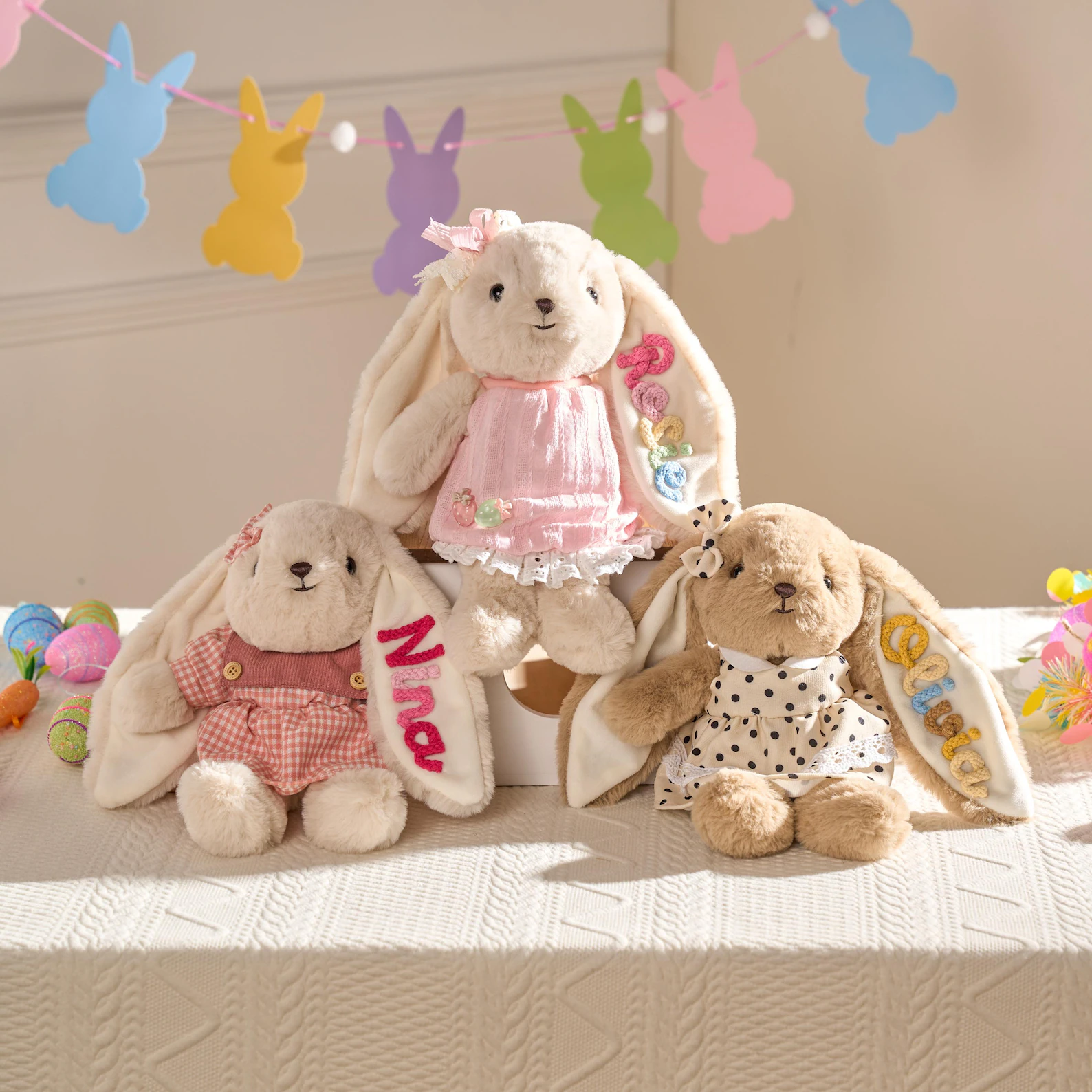 Personalized Plush Bunny for Baby Custom Name Embroidered Stuffed Monogrammed Rabbit Baby Shower Newborn Gift