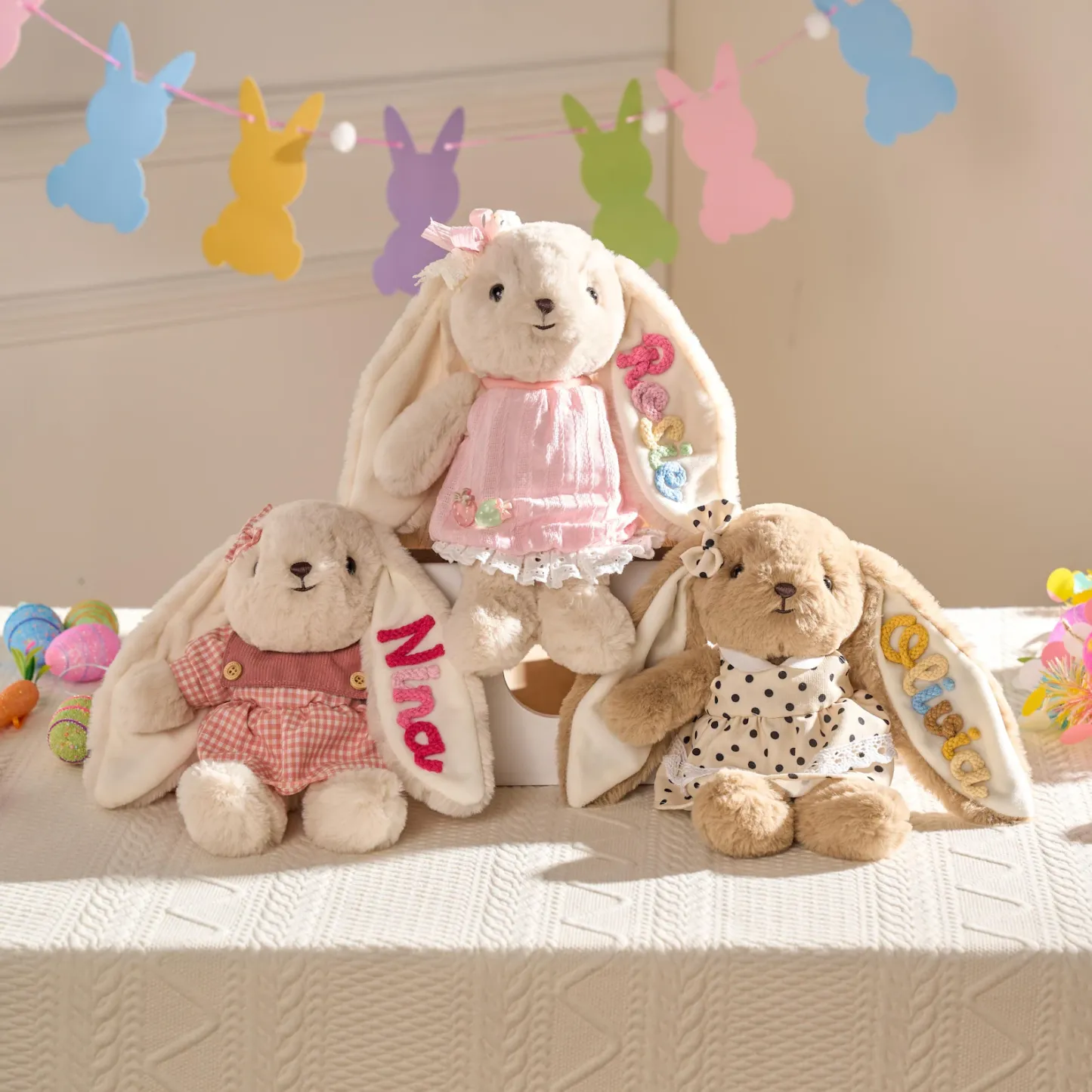 Personalized Plush Bunny for Baby Custom Name Embroidered Stuffed Monogrammed Rabbit Baby Shower Newborn Gift