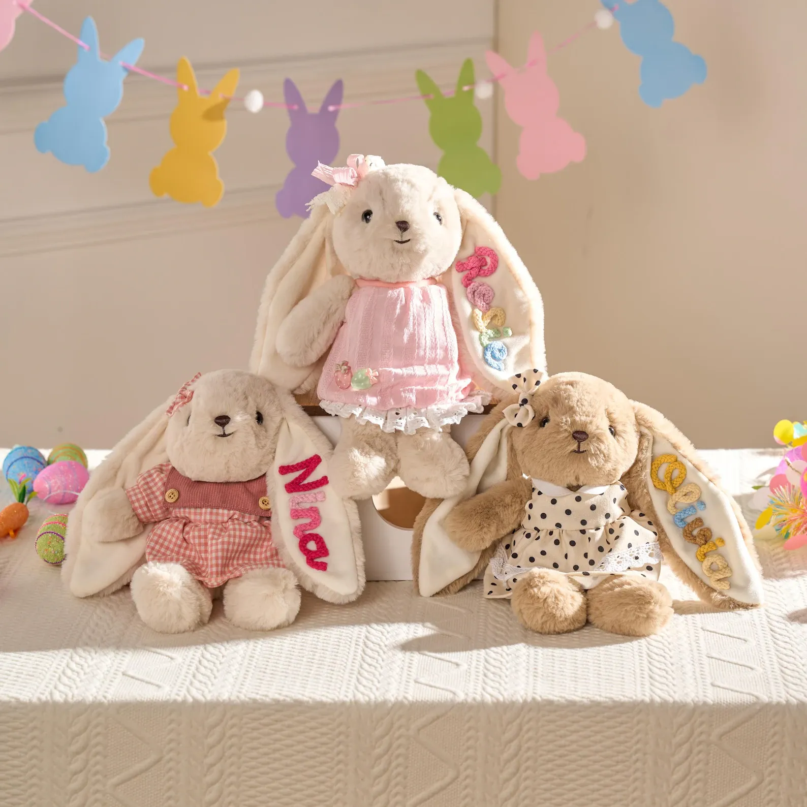 Personalized Plush Bunny for Baby Custom Name Embroidered Stuffed Monogrammed Rabbit Baby Shower Newborn Gift