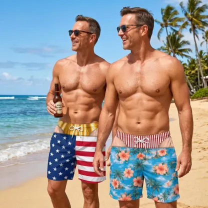 Custom Funny Men Swim Trunks Novelty Optical Illusion Swim Shorts Funny Novelty Party Board Shorts Gift for Husband Boyfriend