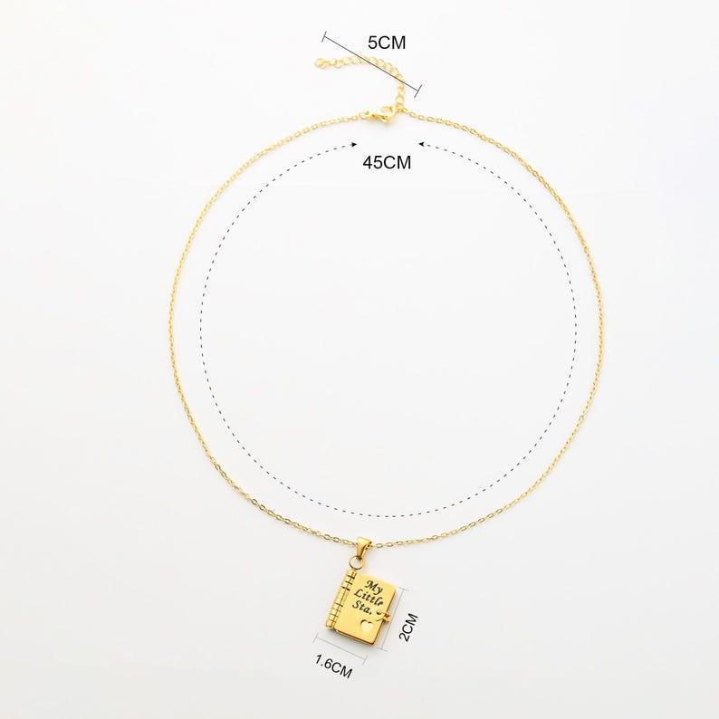Personalized Book Locket Necklace Custom Seven Page Message Book Pendant Secret Love Letter Mother's Day Gift
