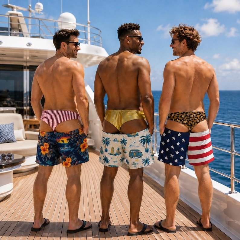 Custom Funny Men Swim Trunks Novelty Optical Illusion Swim Shorts Funny Novelty Party Board Shorts Gift for Husband Boyfriend
