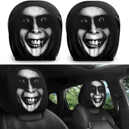 Ghost Face Headrest Covers, Scary Face Printing Auto Seat Universal Elastic Models Headrest Protector