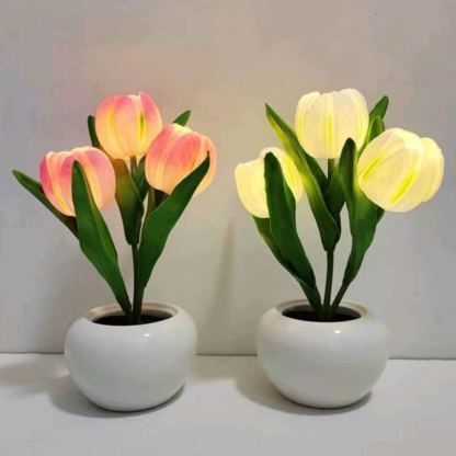 LED Tulip Night Light Dimmable Plug-in Romantic Flower Lamp Artificial Bloom Mother’s Day Gift