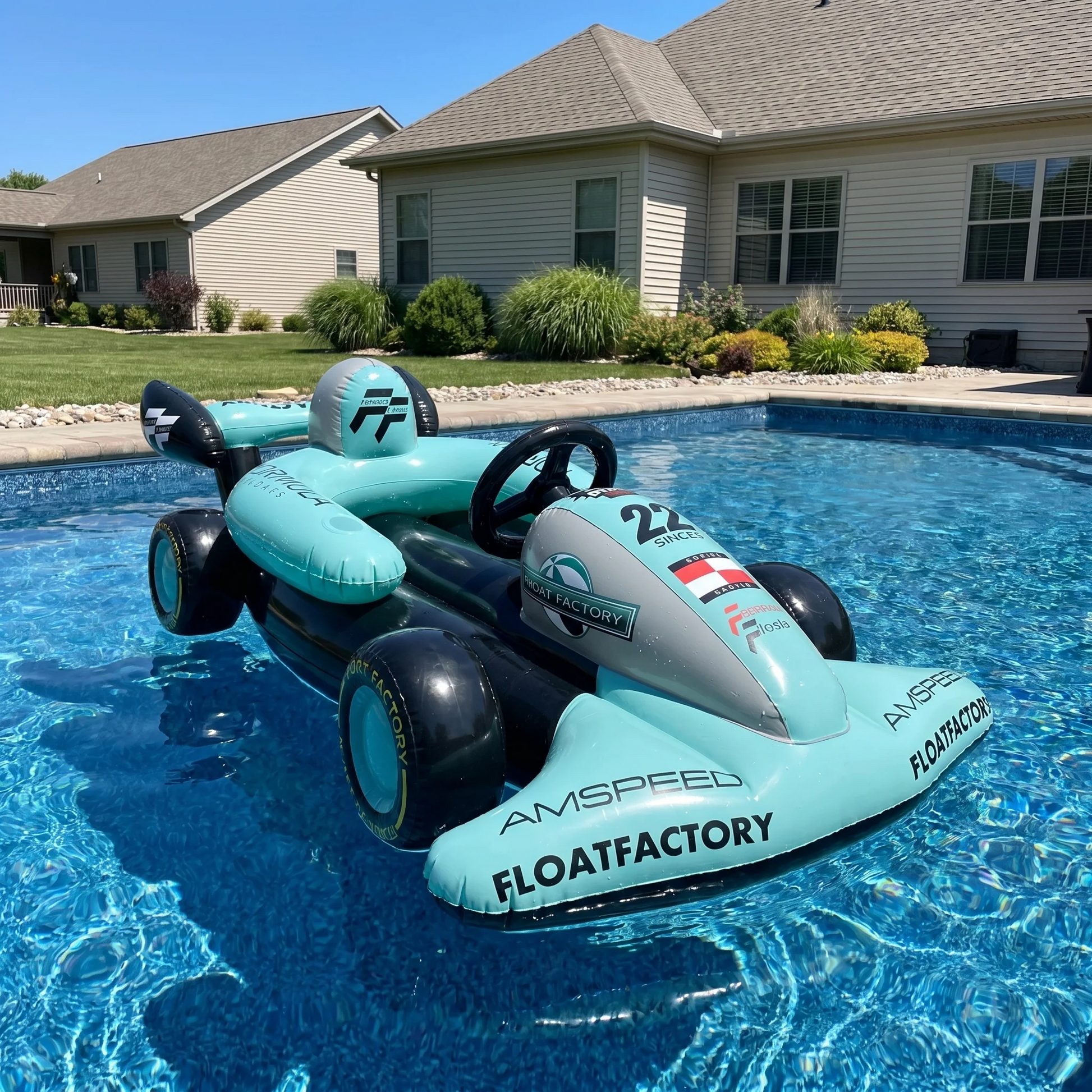 Formula Float | Race Car Winter Sled & Pool Float for Adults, Kids & Family | Giant Inflatable Toy Floatie | Summer & Winter Accessory | Durable & Heavy Duty Lounger