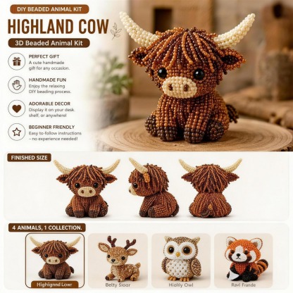 3D Beaded Animal Figurine DIY Kit Handmade Forest & Sea Creature Craft Set for Home Decor Beaded Animal Collectible DIY Bead Animal Kit