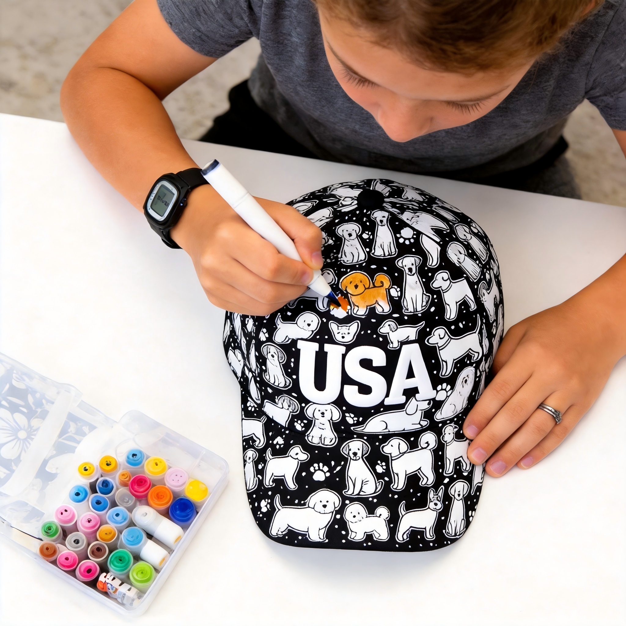 DIY Color Your Own Baseball Cap Washable & Reusable Coloring Hat with Markers Creative Family Activity Stress Relief Craft Personalized Gift for Kids and Adults