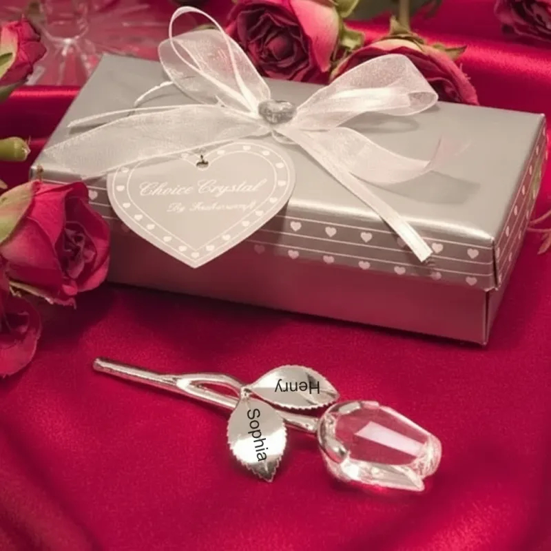 Custom Name Crystal Roses With Gift Box Gift For Her Wedding Present Valentine's Day gift
