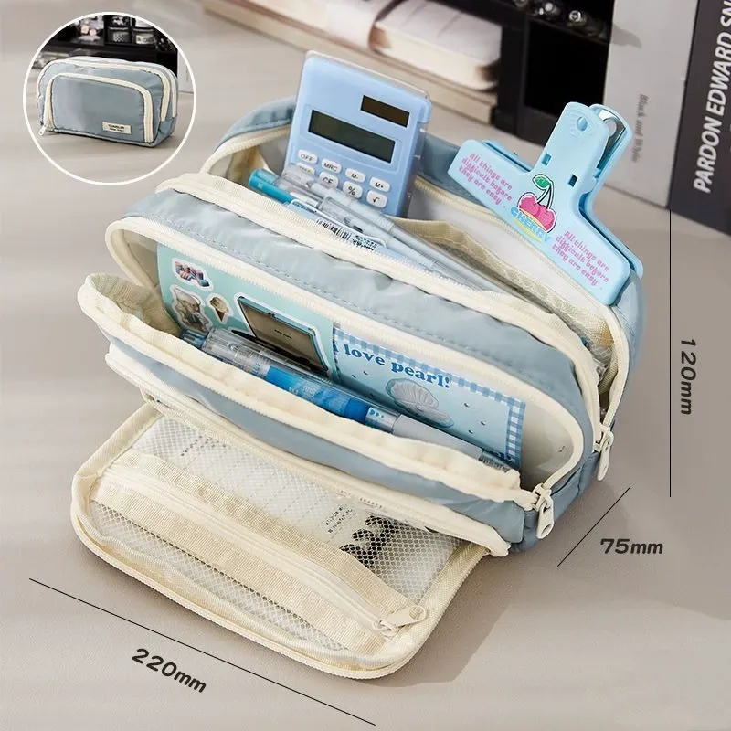 Large Capacity Pencil Case Aesthetic High Capacity Pencil Pouch with Multi-Slots, Dirt-Resistant Stationery Organizer for School Teen Middle High School College Student