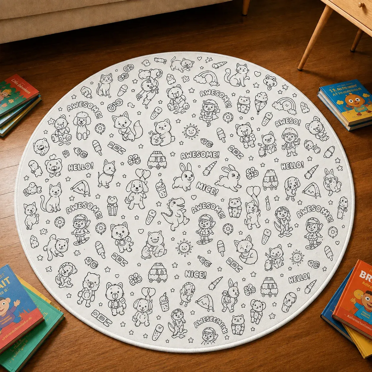 Personalized DIY Round Doormat – Create Your Own Washable Doodle Floor Mat