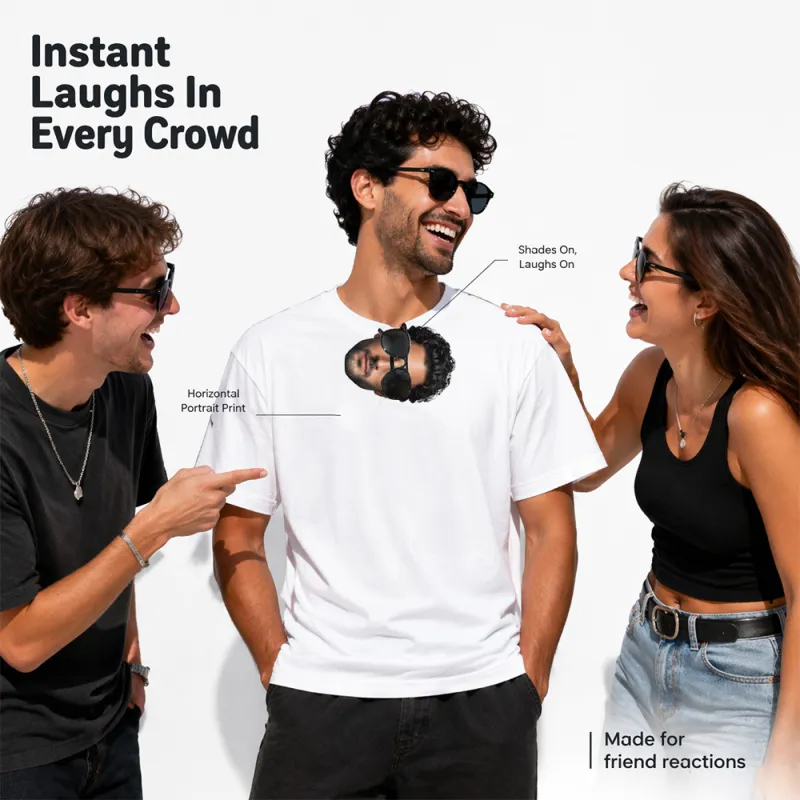 Custom Face T-Shirt – Personalized Funny Photo Print Tee, Unique Gift for Friends, Couples & Family