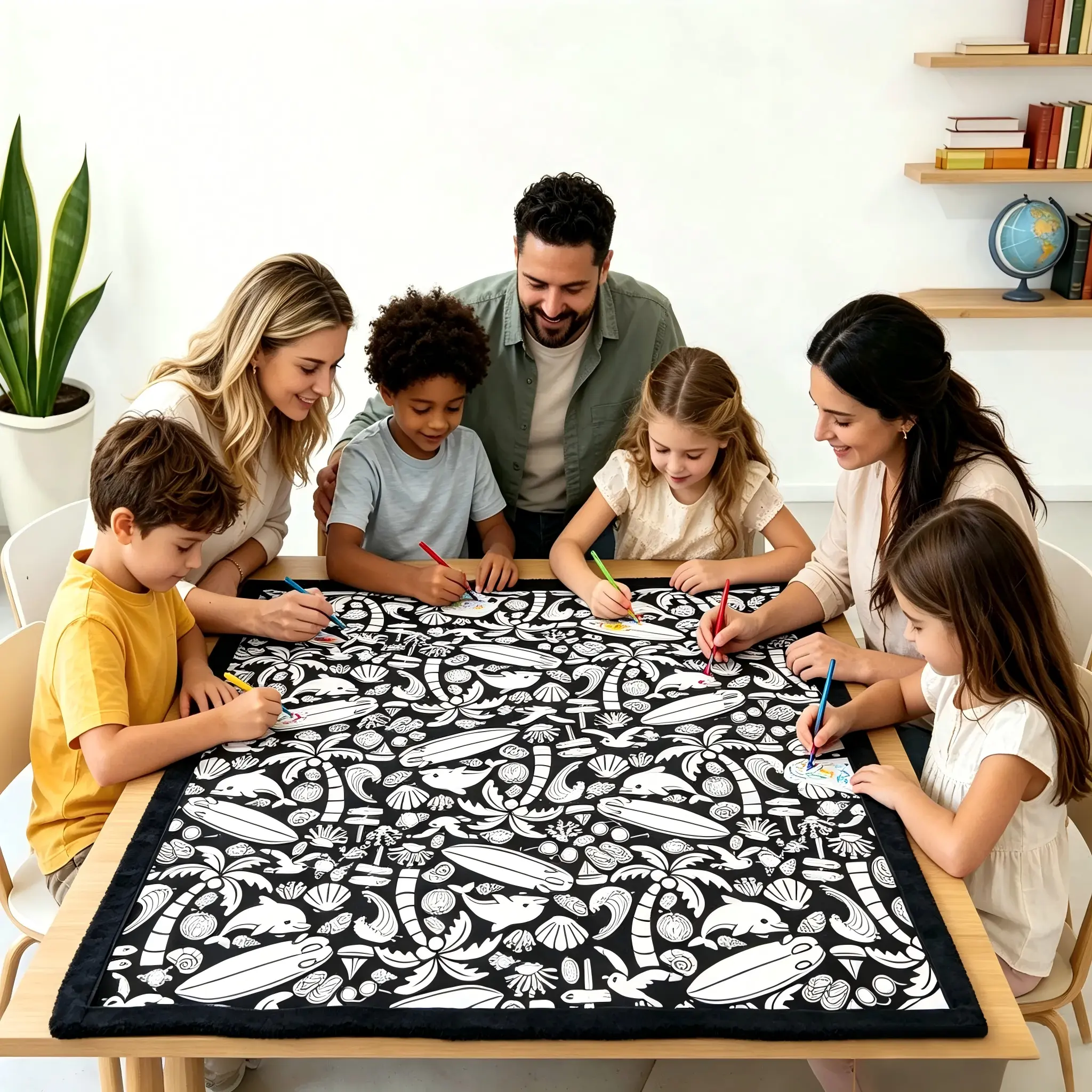 Coloring Blanket with Washable Markers DIY Coloring Blanket Washable Coloring Throw, Family Activity Gift, Stress Relief Craft for Adults and Kids