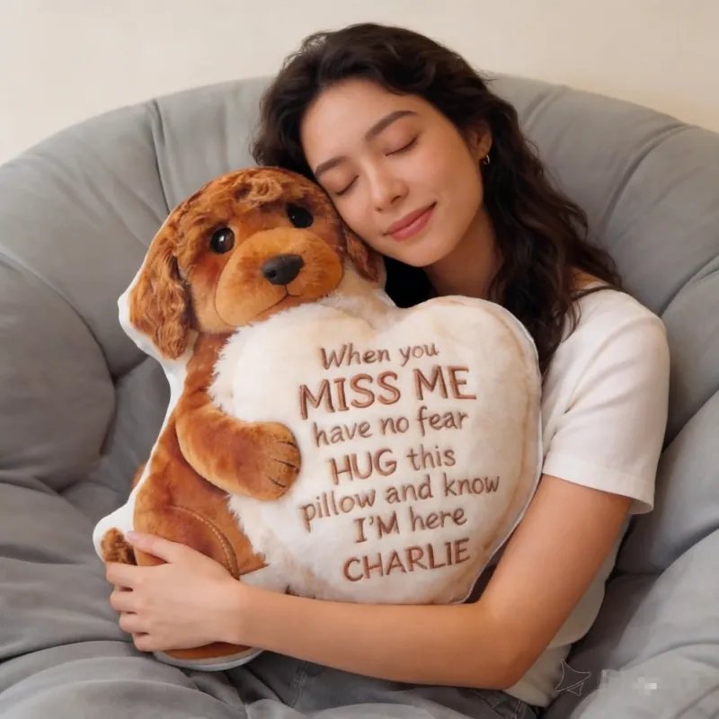 Personalized 3D Effect Memorial Hug Pillow – Custom Photo Pillow with Heart Message, Sympathy Gift for Loss & Remembrance-Pawsmeowz