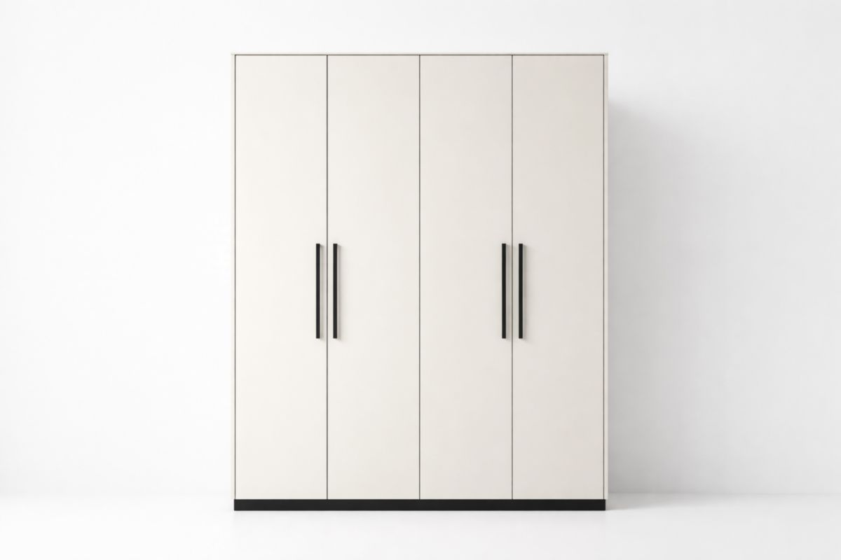 Kleiderschrank 4-türig Holzwerkstoff Beige Schwarz 200x60x220cm(L × B × H)