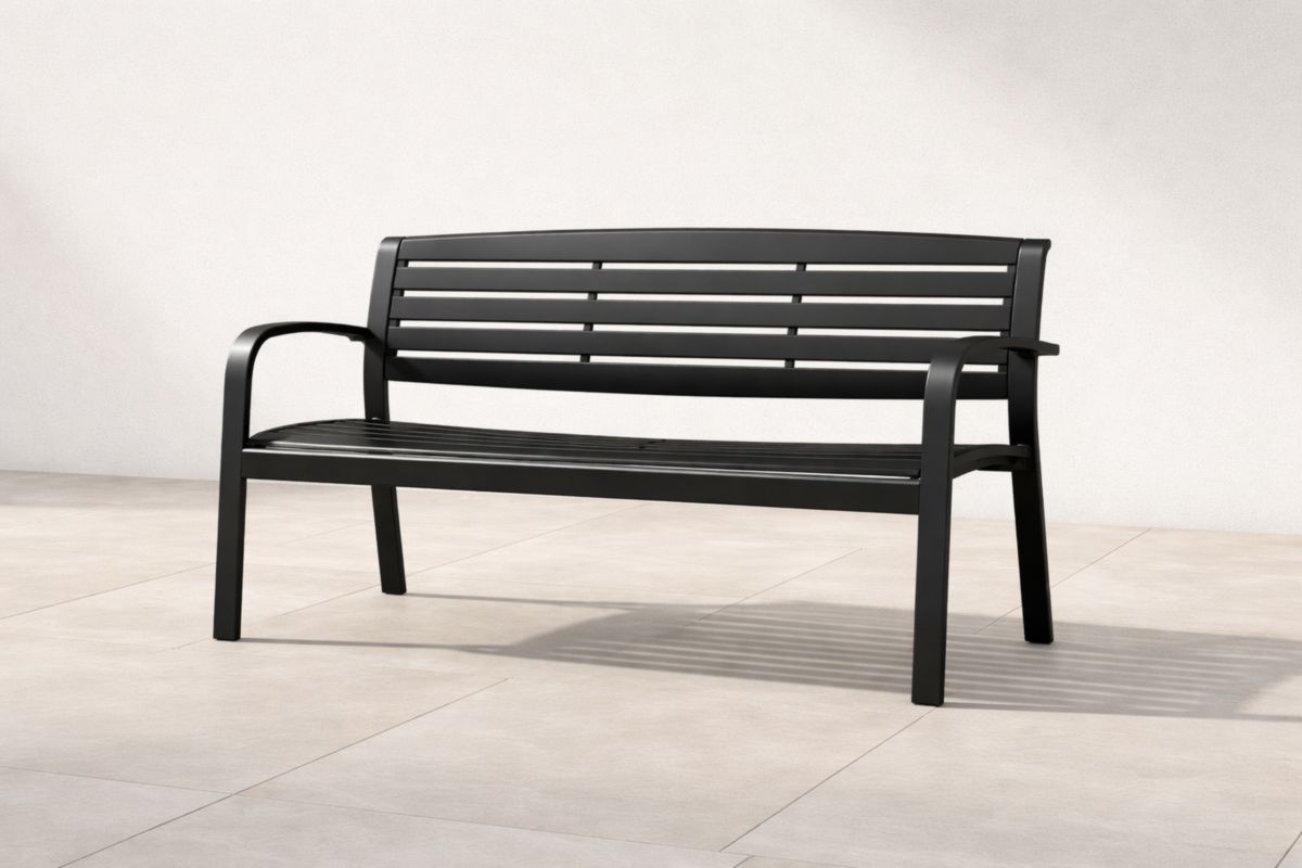 Gartenbank aus Aluminium Schwarz 127x62x81 cm(L × B × H)