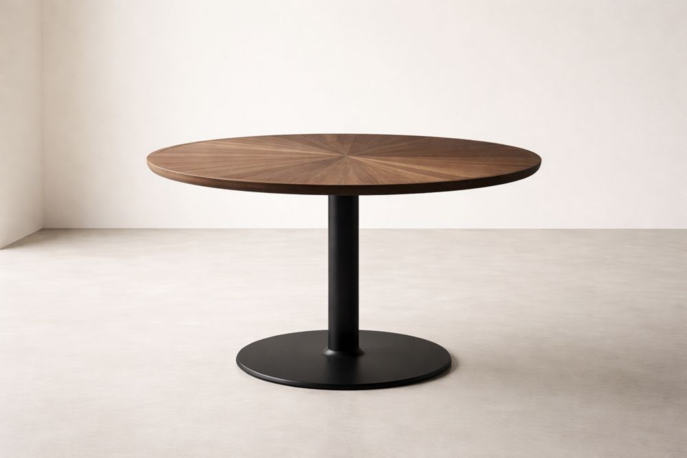 Runder Esstisch Walnussfurnier Metallgestell