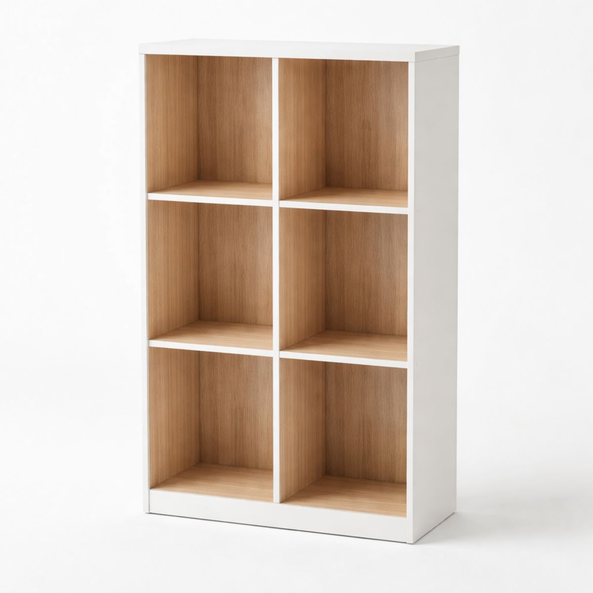 Bücherregal 6 Fächer Holzwerkstoff Weiß/Natur 80x29x145cm