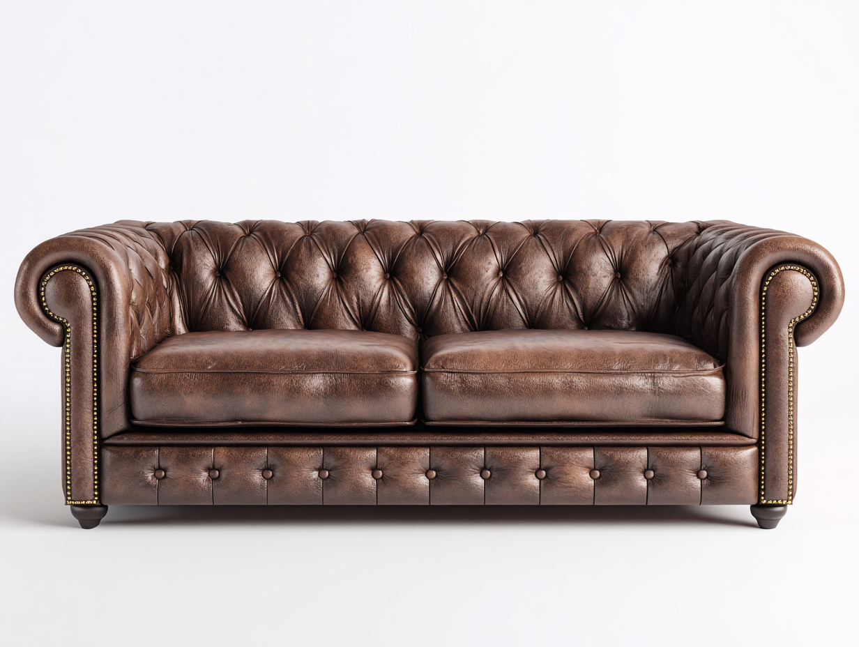 Canapé 2 places en cuir véritable 180x95x75 cm - marron cognac - style Chesterfield pour le salon-Zitivaroom