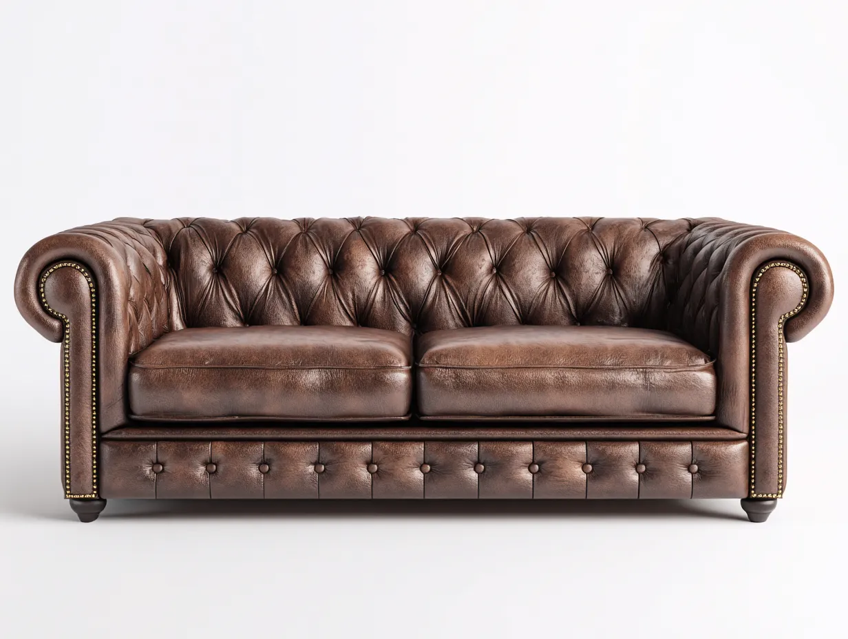 Canapé 2 places en cuir véritable 180x95x75 cm - marron cognac - style Chesterfield pour le salon-Zitivaroom