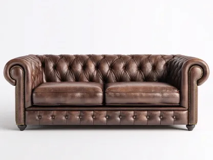 Canapé 2 places en cuir véritable 180x95x75 cm - marron cognac - style Chesterfield pour le salon-Zitivaroom