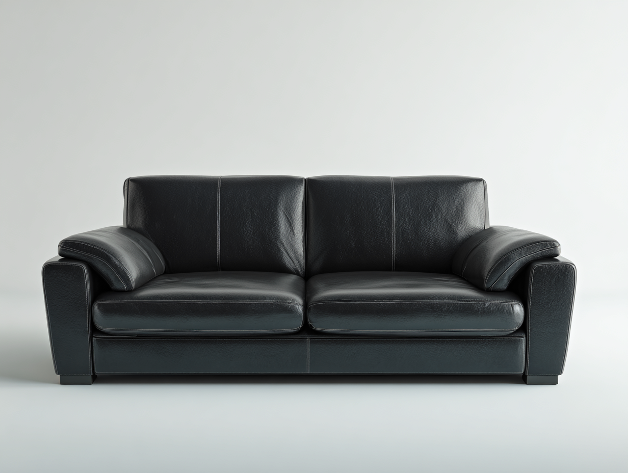 Canapé 2 places en cuir lisse 180x95x80 cm - noir - design moderne pour le salon-Zitivaroom